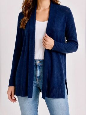 GAP Navy Blue Slub Shawl Open Front Cardigan Sweater NWT Size S